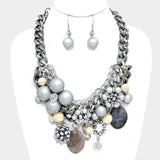 Chunky Pearl & Metallic Bead Ball Necklace